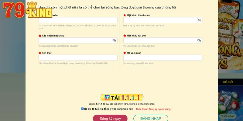 Nhà cái đặt ra điều khoản cụ thể cần bạn đáp ứng để đăng ký thành công 